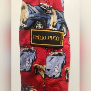 Vintage 100% Silk Emilio Pucci Car Print Tie